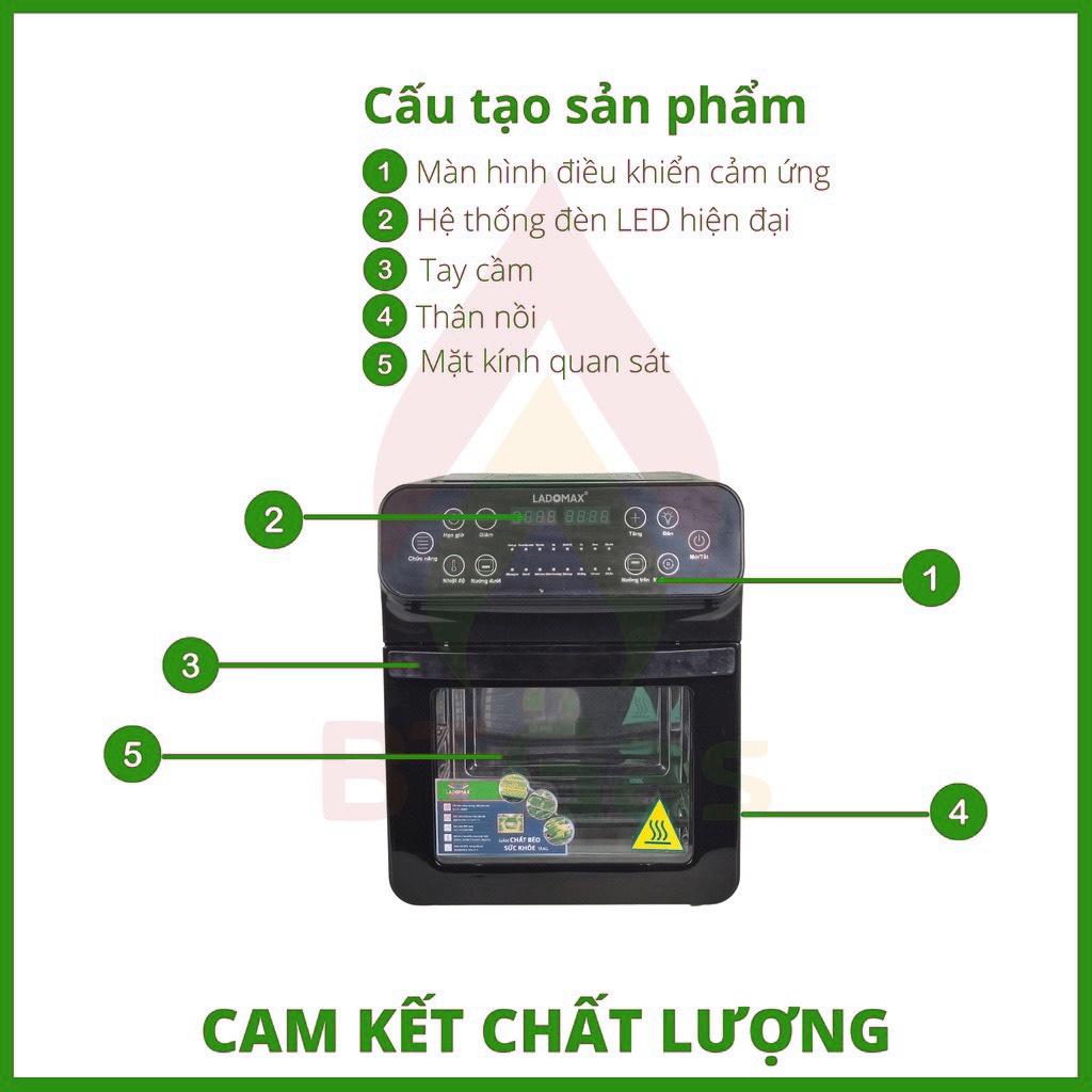 Nồi chiên không dầu Ladomax HA-555, dung tích 16L - Công nghệ đối lưu, công suất 1700W - Hàng chính hãng