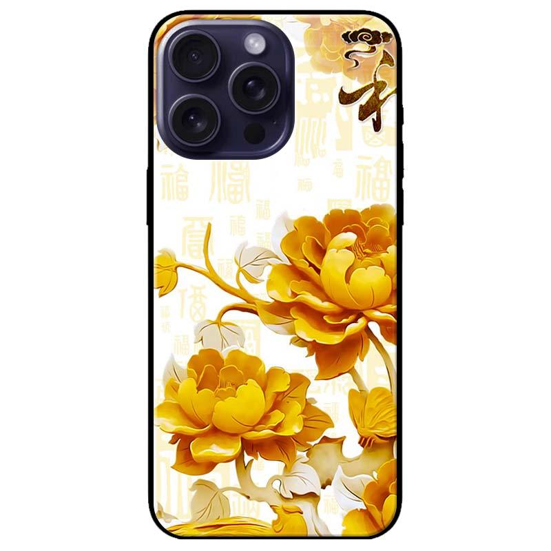 Ốp lưng dành cho Iphone 15 - Iphone 15 Plus - Iphone 15 Pro - Iphone 15 Pro Max - Mẫu Đơn Vàng - Hàng Chính Hãng