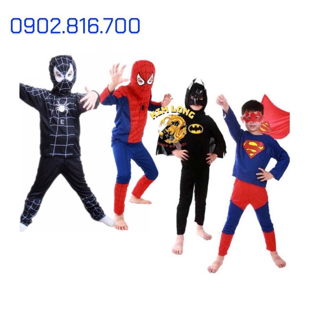 Bộ quần áo SIÊU ANH HÙNG người nhện Spiderman - Siêu nhân Supperman - Batman trang phục hoá trang Halloween cho bé trai