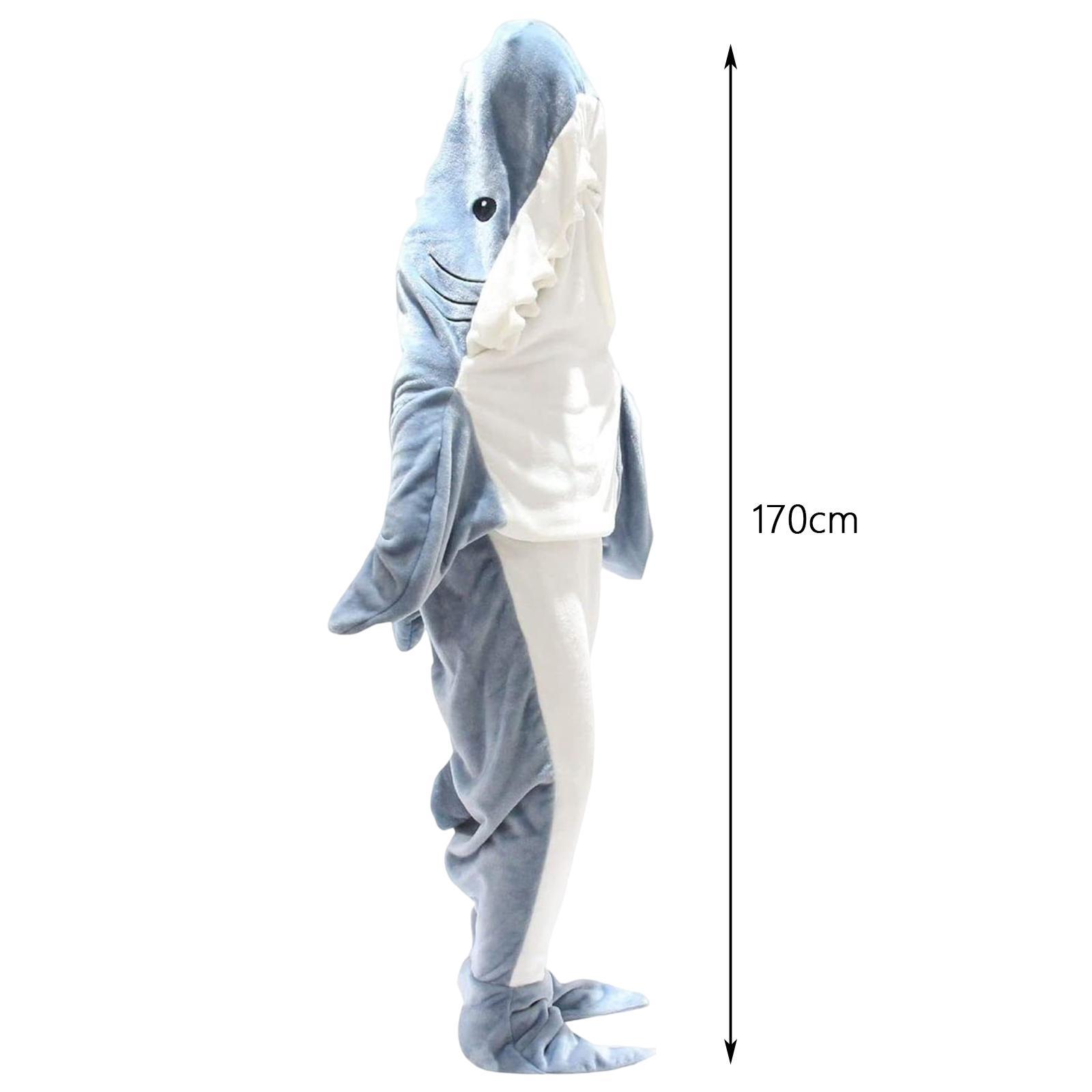 Blanket Wearable Shark Sleeping Bag Blanket Hoodie Sleep Dress Flannel Sleepwear Cute Plush Cozy Cosplay Costume for Celebration