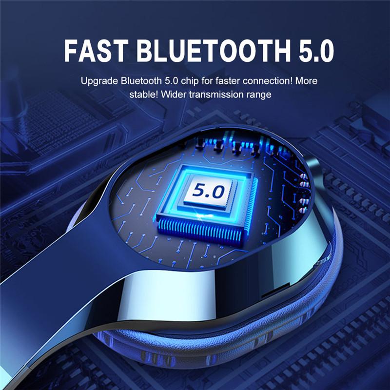 2020 Mới T5 Bluetooth Tai Nghe Stereo Không Dây Tai Nghe Có Thể Gập Lại Thấp Bass Tai Nghe Có Thể Điều Chỉnh Tai Nghe Nhét Tai Có Mic/Thẻ TF