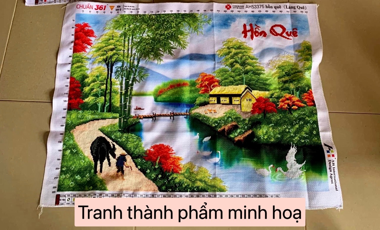 Tranh thêu chữ thập hồn quê (78*52cm) 53375
