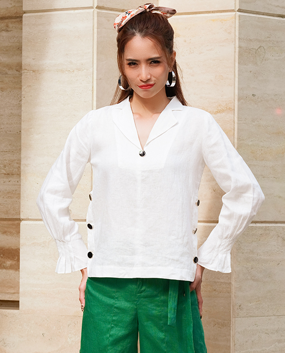 Áo Cổ Ve Linen Vinca TOP148 Thời trang thiết kế Hity