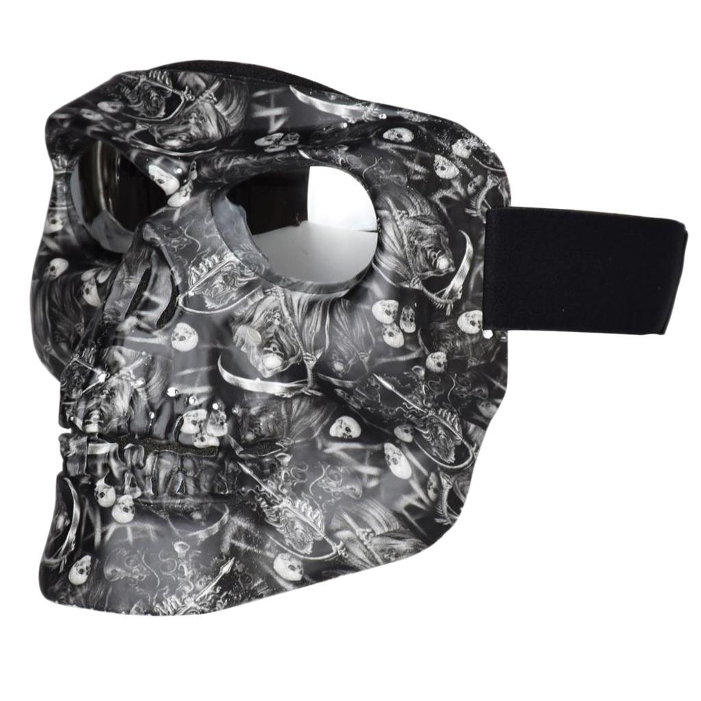 SET OF 2 MOTORCYCLE SKULL FACE MASK WITH GOGGLES - SCRAWL PATTERN- UNIVERSAL FIT