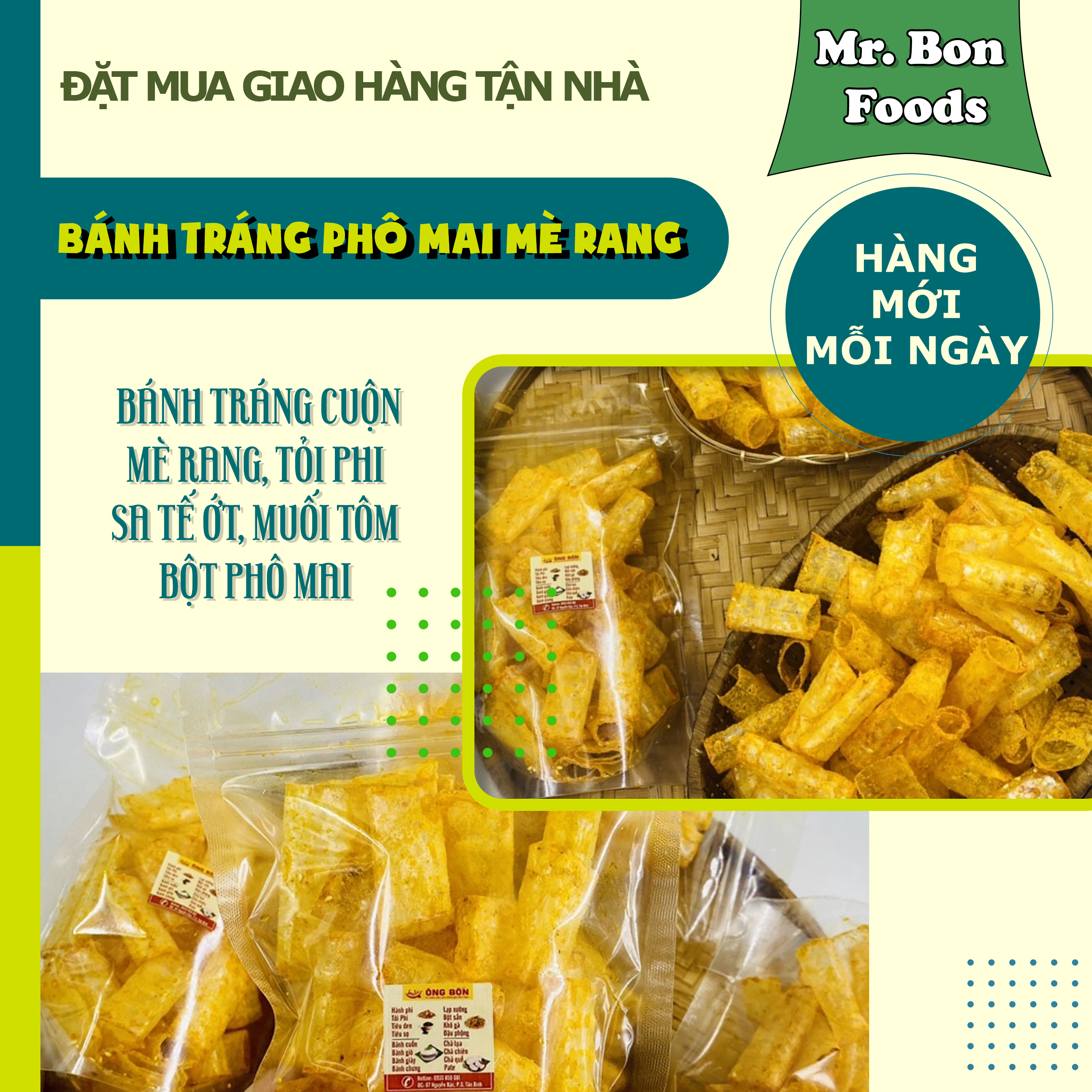 Bánh Tráng Cuộn Phô Mai Mè Rang - Dẻo Thơm, Cay Nhẹ, Đậm Vị Phô Mai