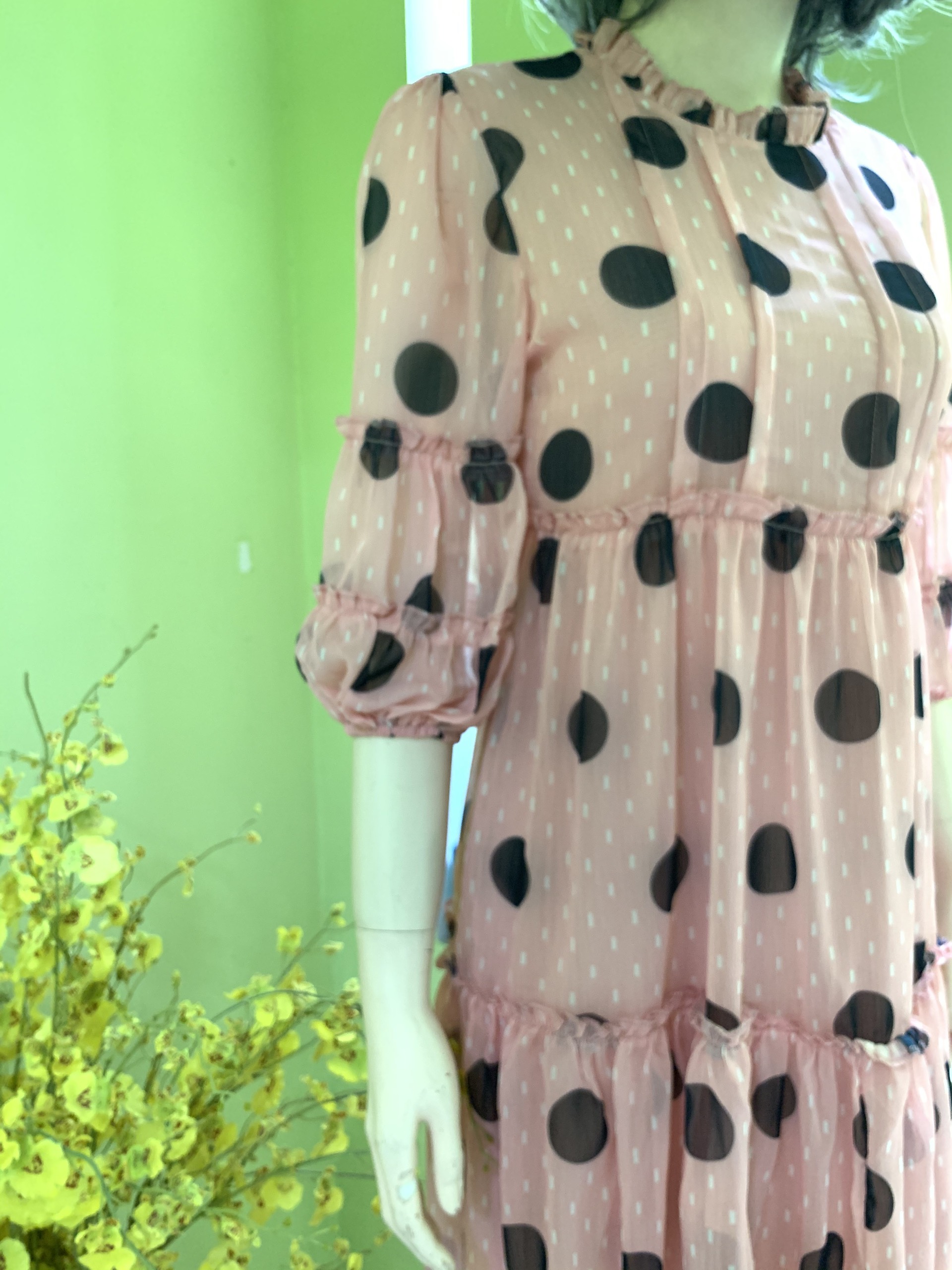 Đầm voan babydoll chấm bi xinh xắn