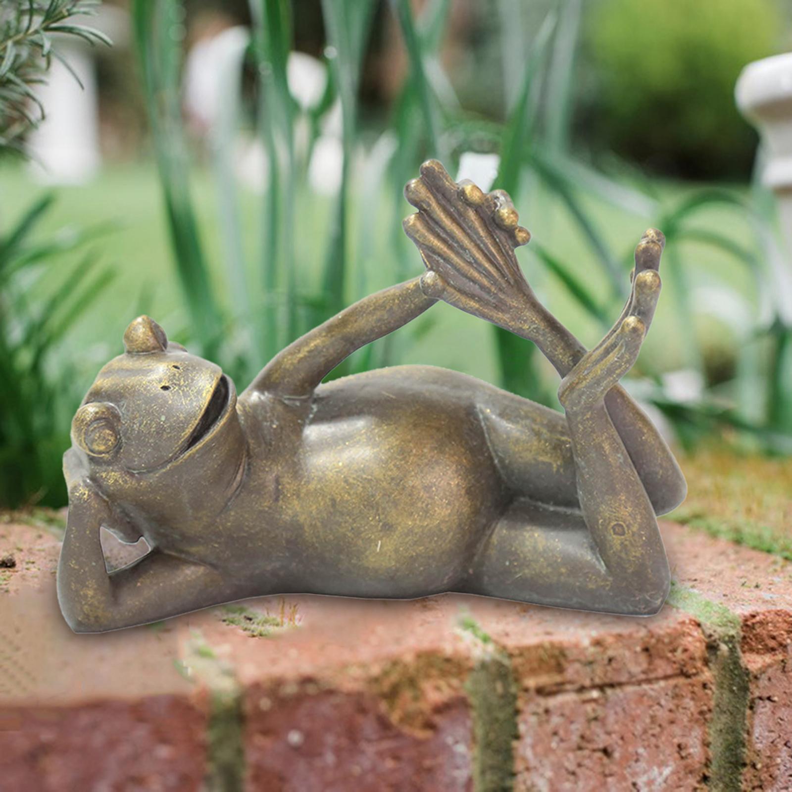 Antique Bronze Lying Yoga Frog Statue Zen for Garden Courtyard Decoration