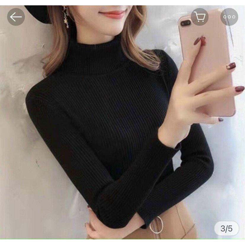 Áo Len Cổ 3 Phân chất len tăm mềm mịn Free size Ôm Sát Người 344