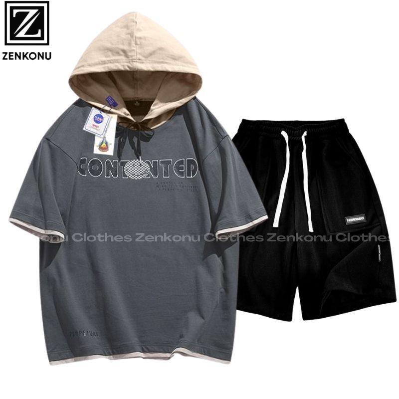 Bộ Đồ Nam Mùa Hè Áo Thun Hoodie Tay Lỡ Quần Short Túi Nổi Thời Trang Zenkonu TOP NAM 258 + SHORT NAM 044