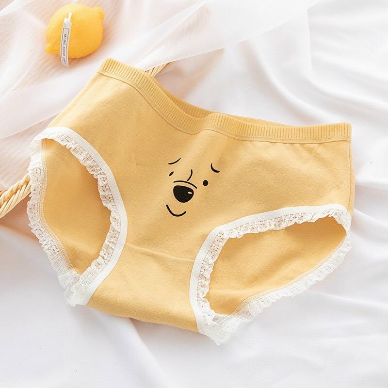 Set 5 Quần Lót Cotton Hoạ Tiết Gấu nhiều mẫu_Quần Lót 5 Kiểu Gấu Vàng Thư Giãn Mới 5134