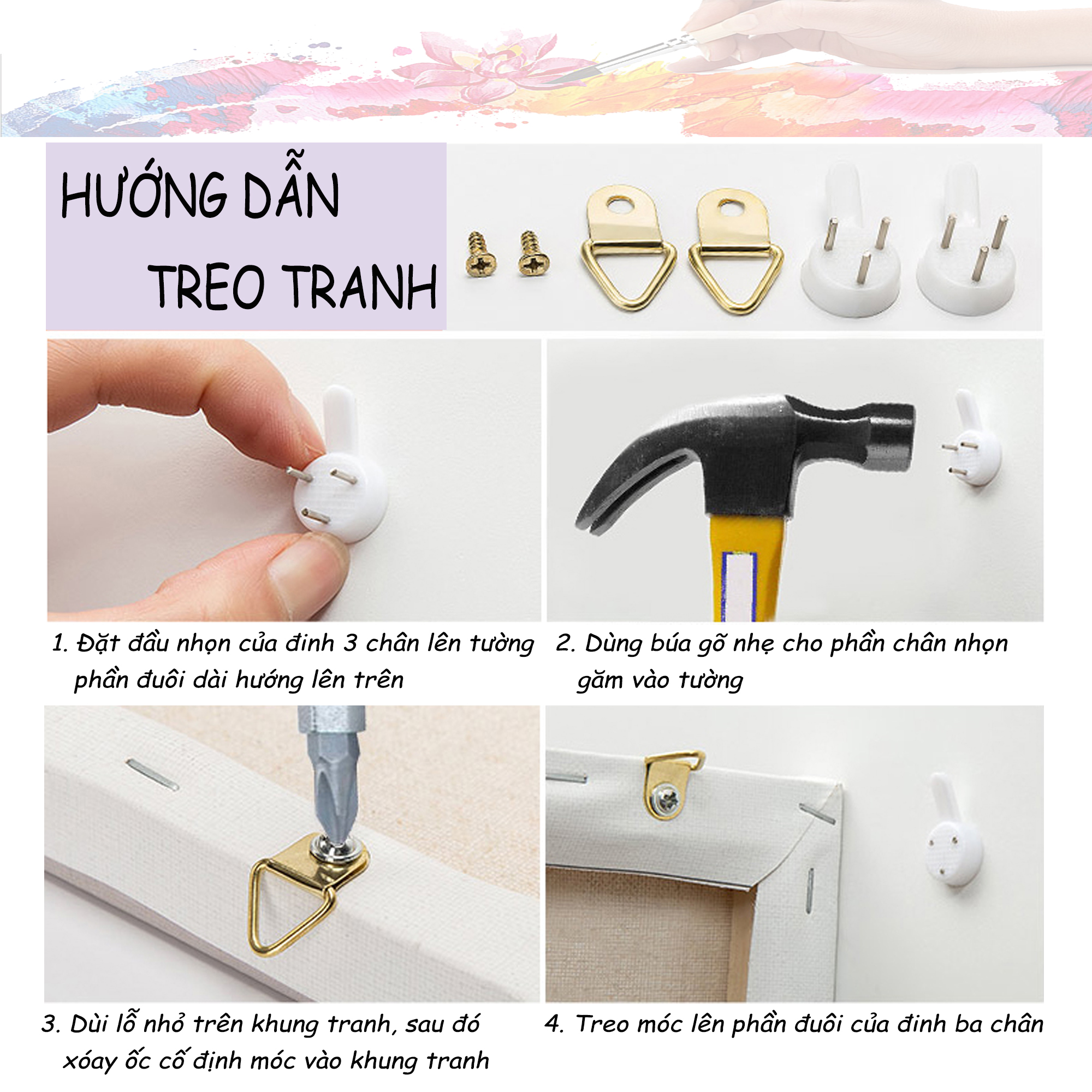 Tranh tự tô màu sơn dầu kỹ thuật số DIY hoa cỏ - Mã HL0469 Cúc trắng