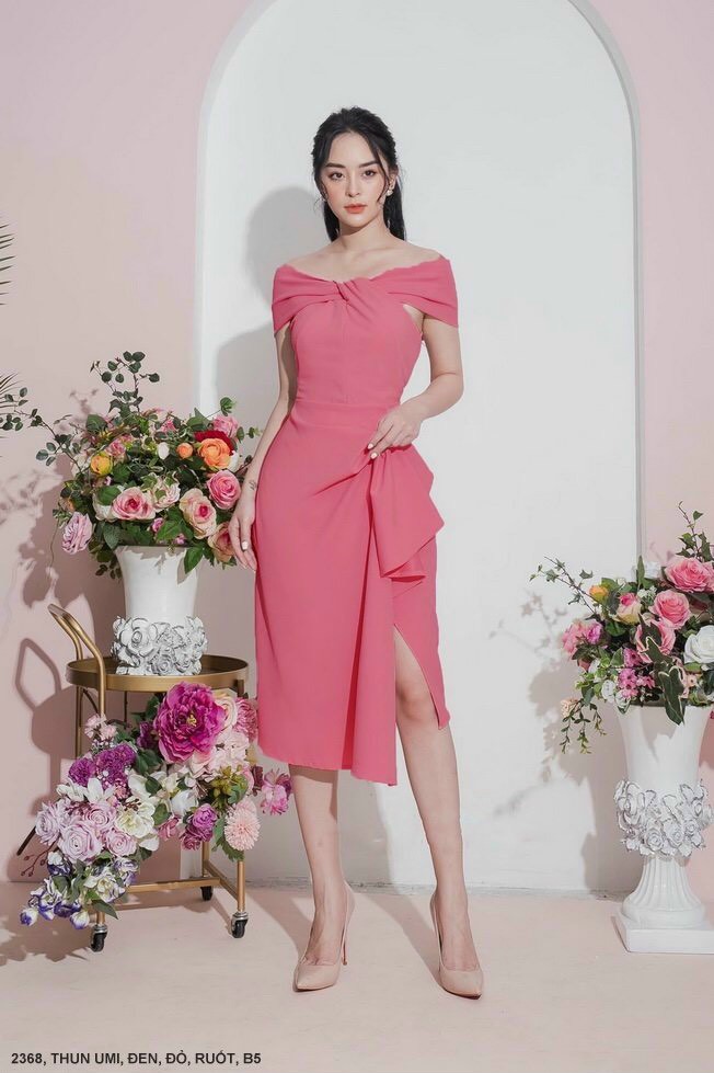 ĐẦM BODY BỆCH VAI VẠT DẬP LY SIÊU ĐẸP