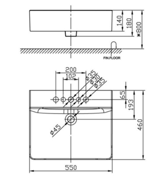 Chậu rửa mặt lavabo treo tường AMERICAN WP-F550