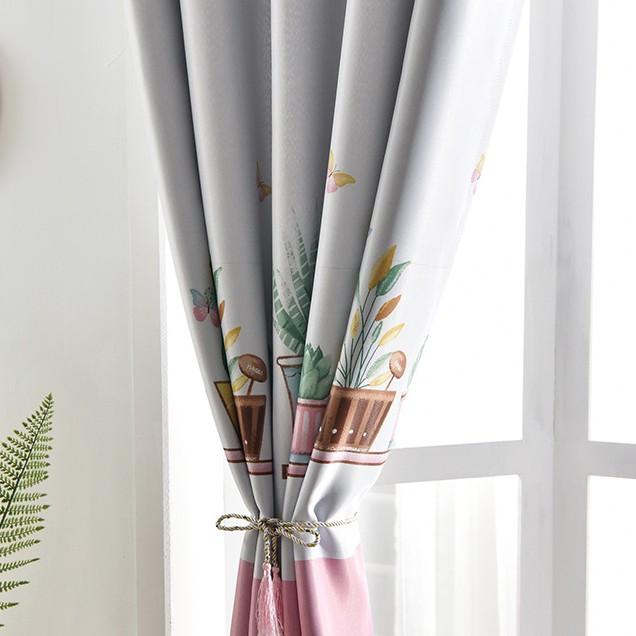 Rèm cửa che nắng rèm trang trí chậu hoa xinh cao 2m MÀU HỒNG, XANH