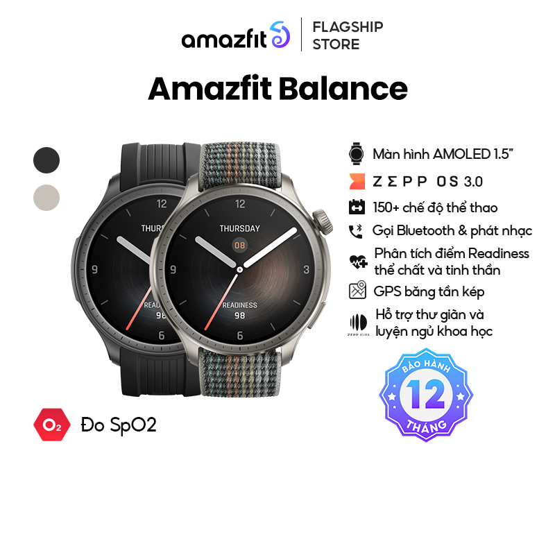 Đồng hồ thông minh Amazfit Balance - AMOLED 1.5”- Zepp 3.0 - Nghe gọi trực tiếp- Hàng Chính Hãng - BH 12 tháng