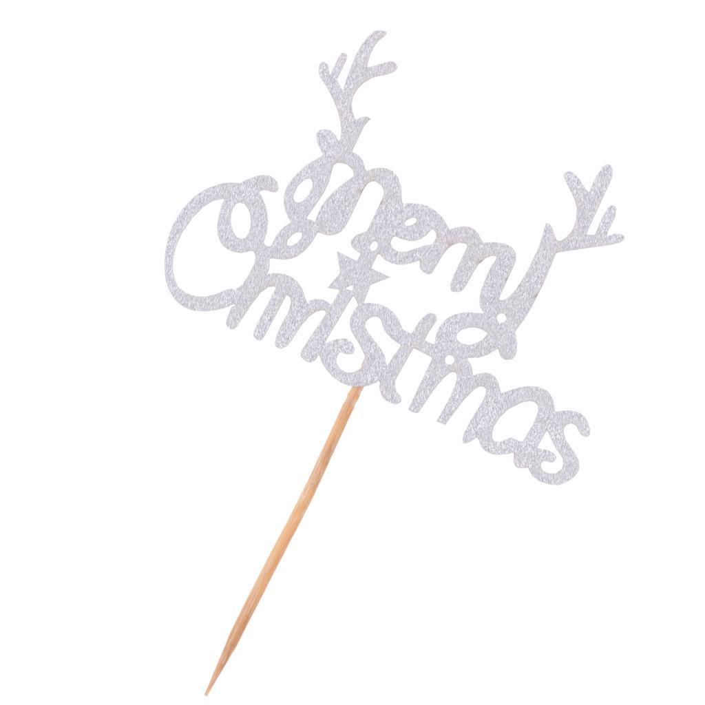 20 Pieces Merry Christmas Cake Topper Cake Centerpieces Cake Decoration