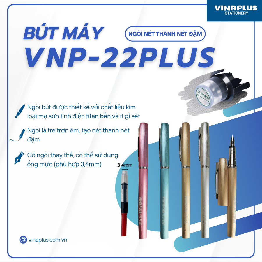 Bút Luyện Chữ VNP-022 - Ngòi Lá Tre ,Nét Thanh Đậm, Không Rỉ,, Lưu Trữ Mực Gấp 4 Lần