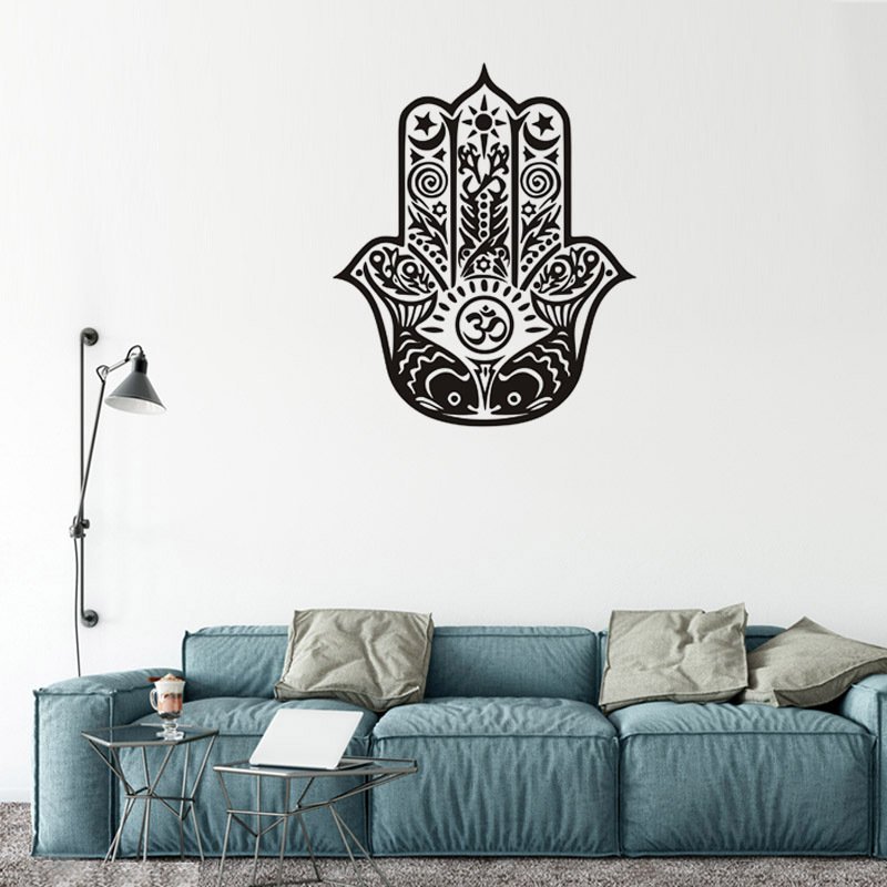 Decal dán tường bàn tay hamsa chữ om ý nghĩa tâm linh