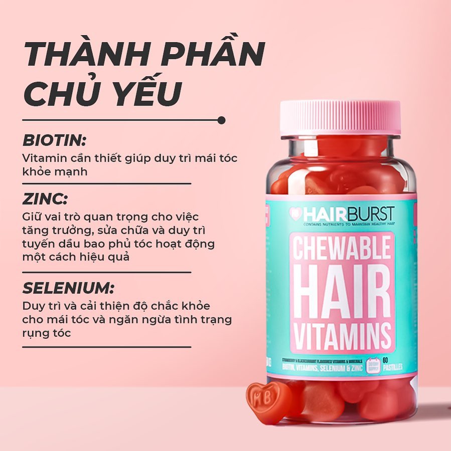 Combo Set Gội Xả + Kẹo Dẻo Chewable HAIRBURST Kích Thích Mọc Tóc, Chắc Khỏe 350ml/Chai + Tặng Kèm Túi Đựng Mỹ Phẩm