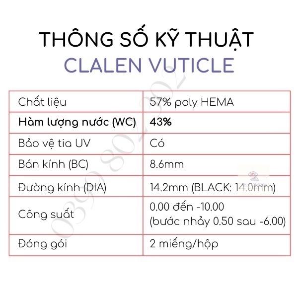 Kính áp tròng màu xanh Sapphire Hàn Quốc Clalen Vuticle cho đôi mắt tự nhiên và rạng rỡ(có đến 10 độ)