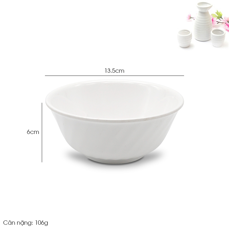 Bộ 6 chén melamine trắng Nine pLus