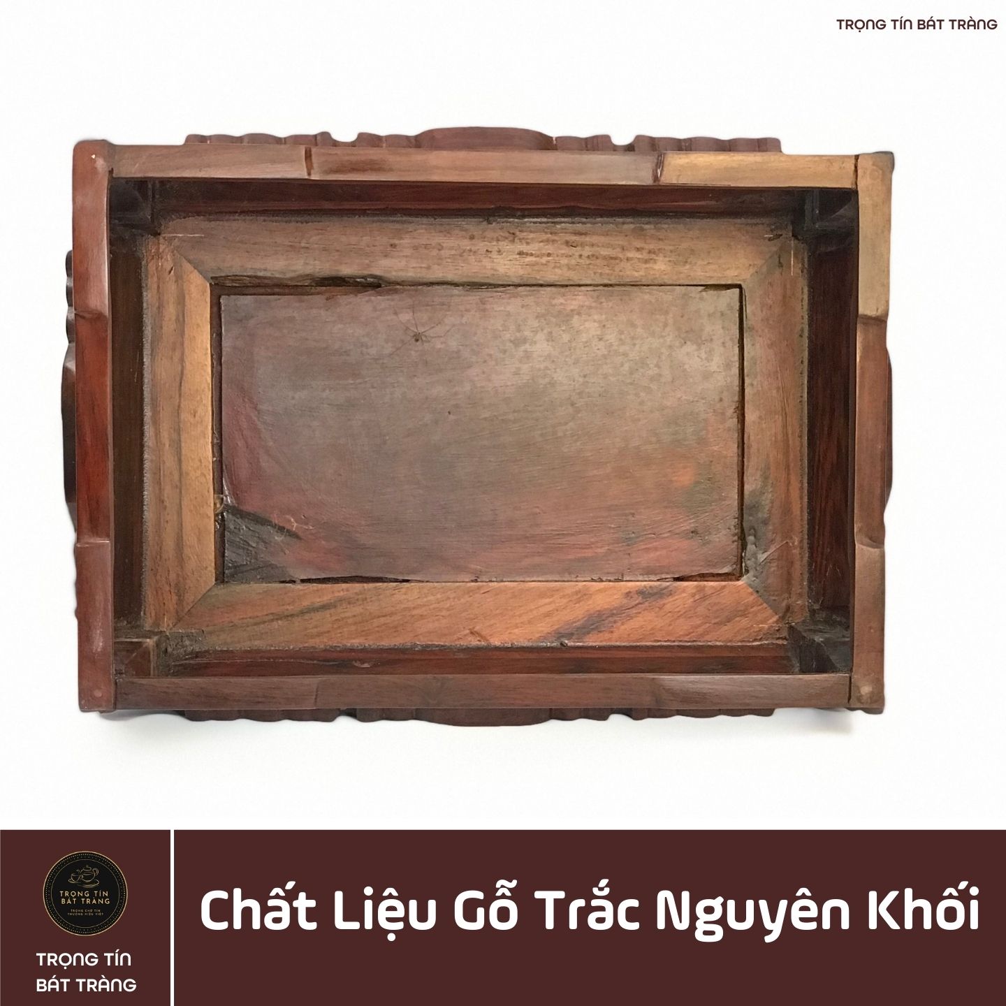 Khay Trà Gỗ Trắc Hình Chữ Nhật Kích Thước 32,5*22,5*12 cm KT 92