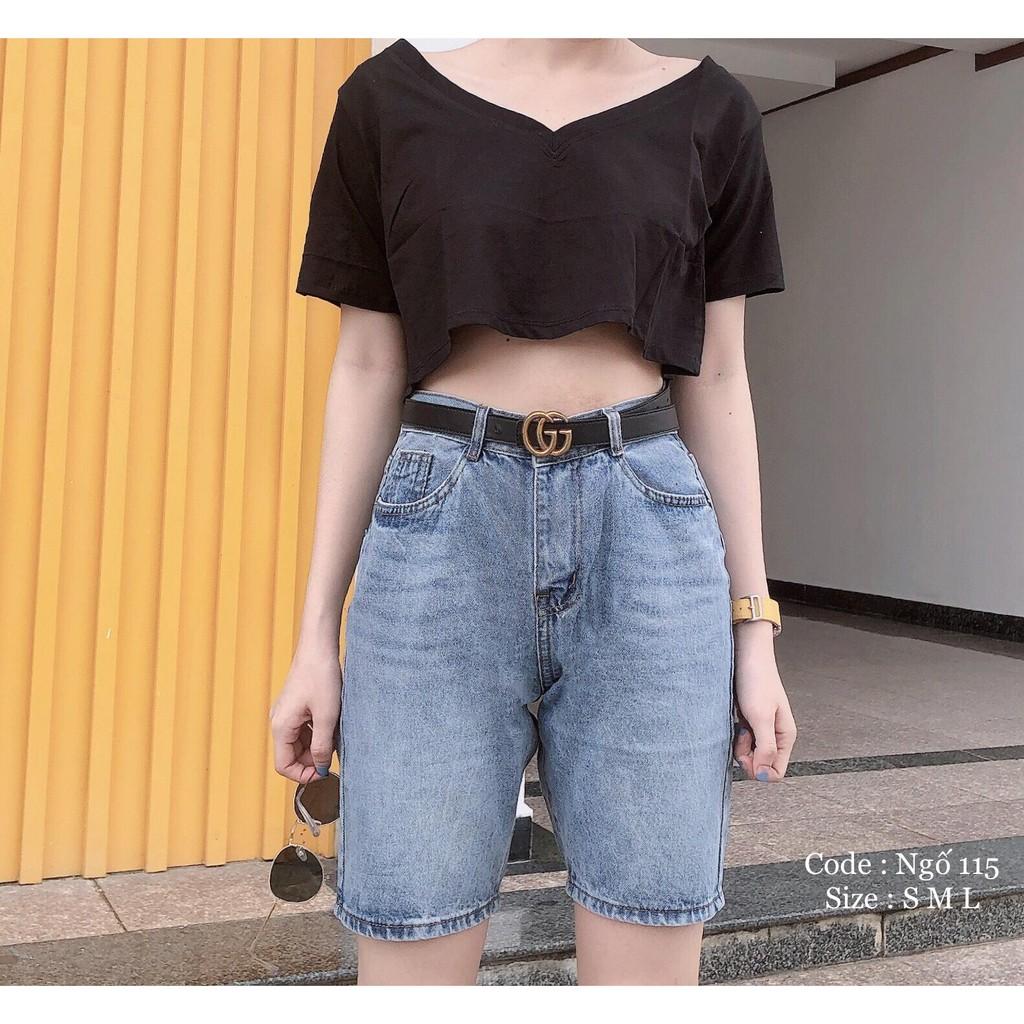 Quần short jean nữ lưng cao King168 , quần short nữ cao cấp THU85