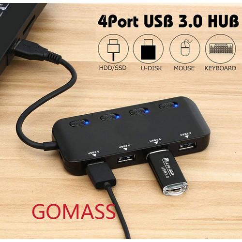 4 Cổng USB 3.0 HUB Siêu Nhanh -Ultra Slim có công tắc -Hub USB 3.0 Bộ Chia USB Siêu Mỏng