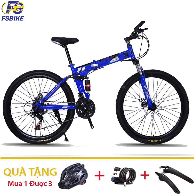 Xe Đạp Thể Thao Gấp Gọn FSBike Vành Xen 26 Inch 24 Tốc Độ + Tặng Mũ,Khóa Dây Và Chắn Bùn