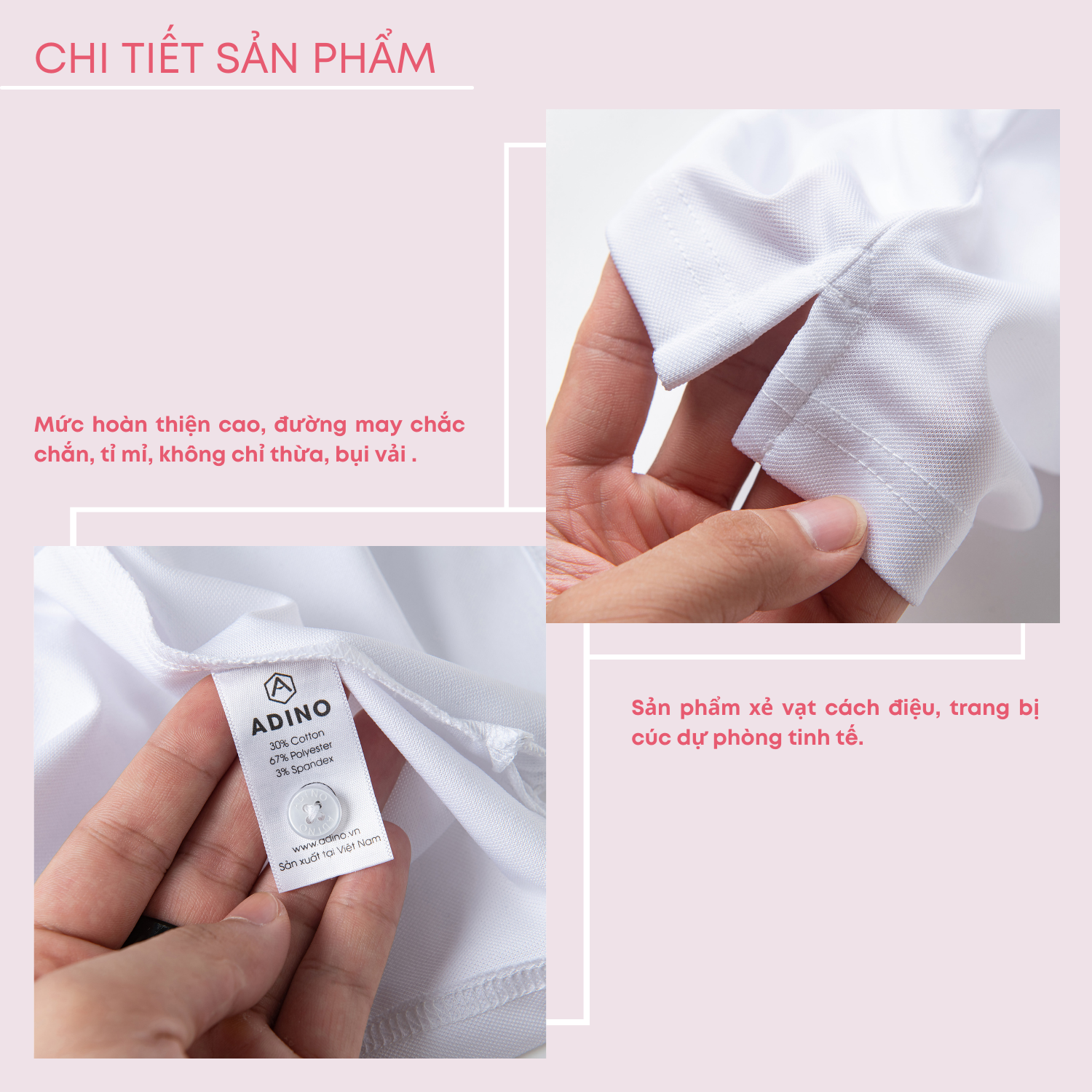 Áo polo nữ trắng phối viền ADINO vải polyester cotton không bai xù dáng công sở slimfit hơi ôm trẻ trung APN04