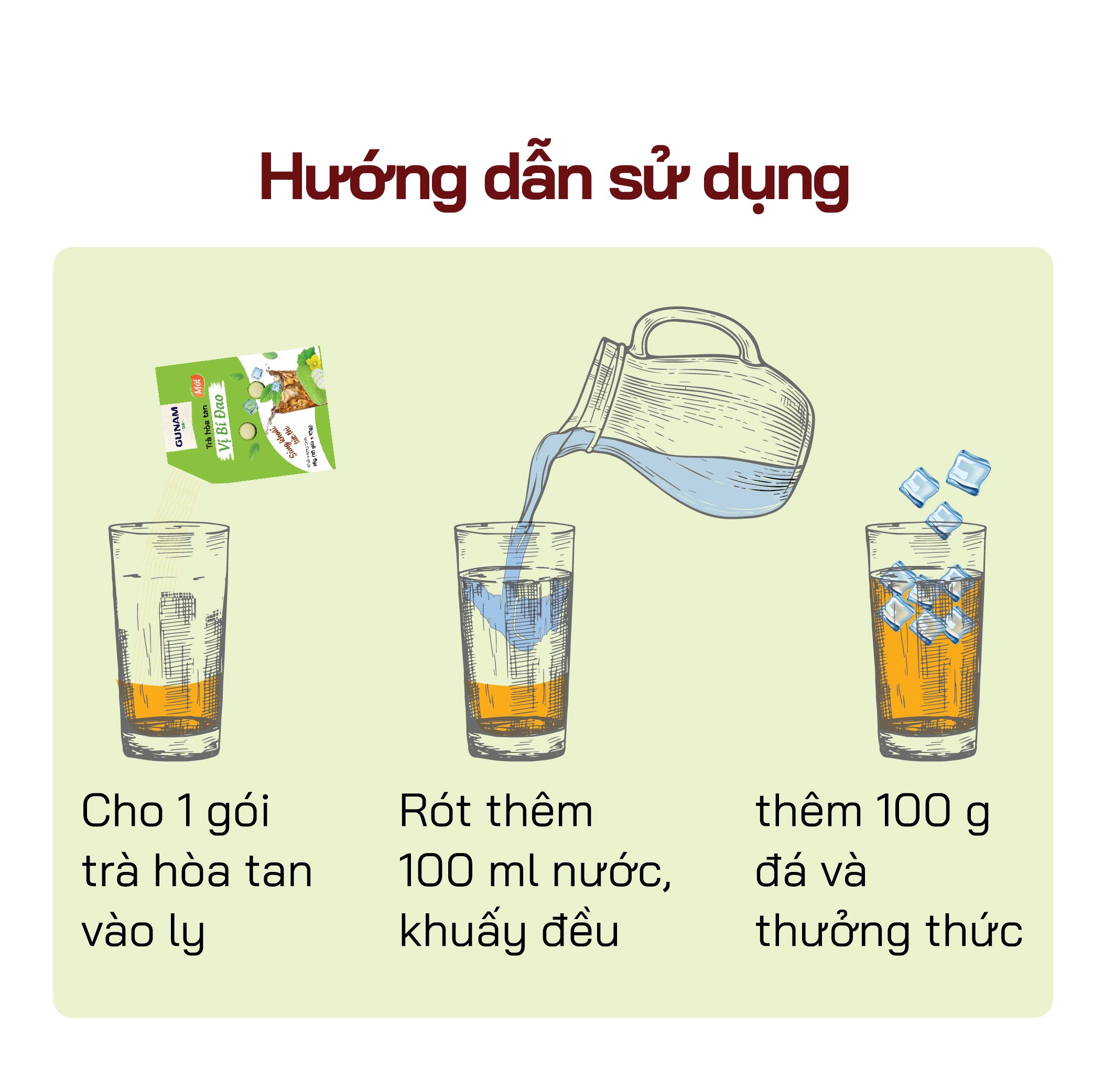 Hộp trà hòa tan vị bí đao GUNAM (16 gói x 15g)