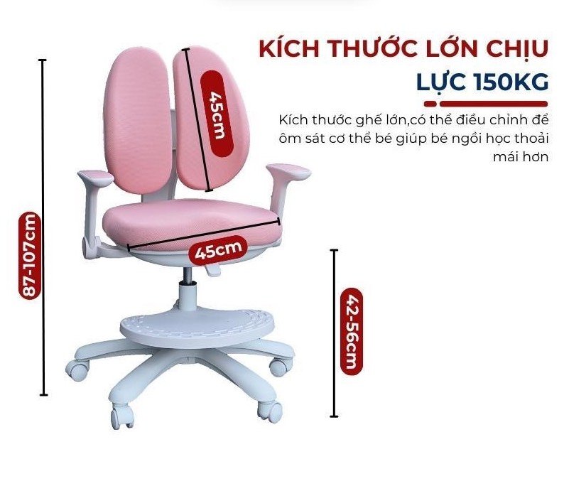 Ghế học sinh chống gù đa năng Juno sofa nâng hạ chiều cao tay gạt CT G104 có khóa bánh trọng lực, xoay 360 độ