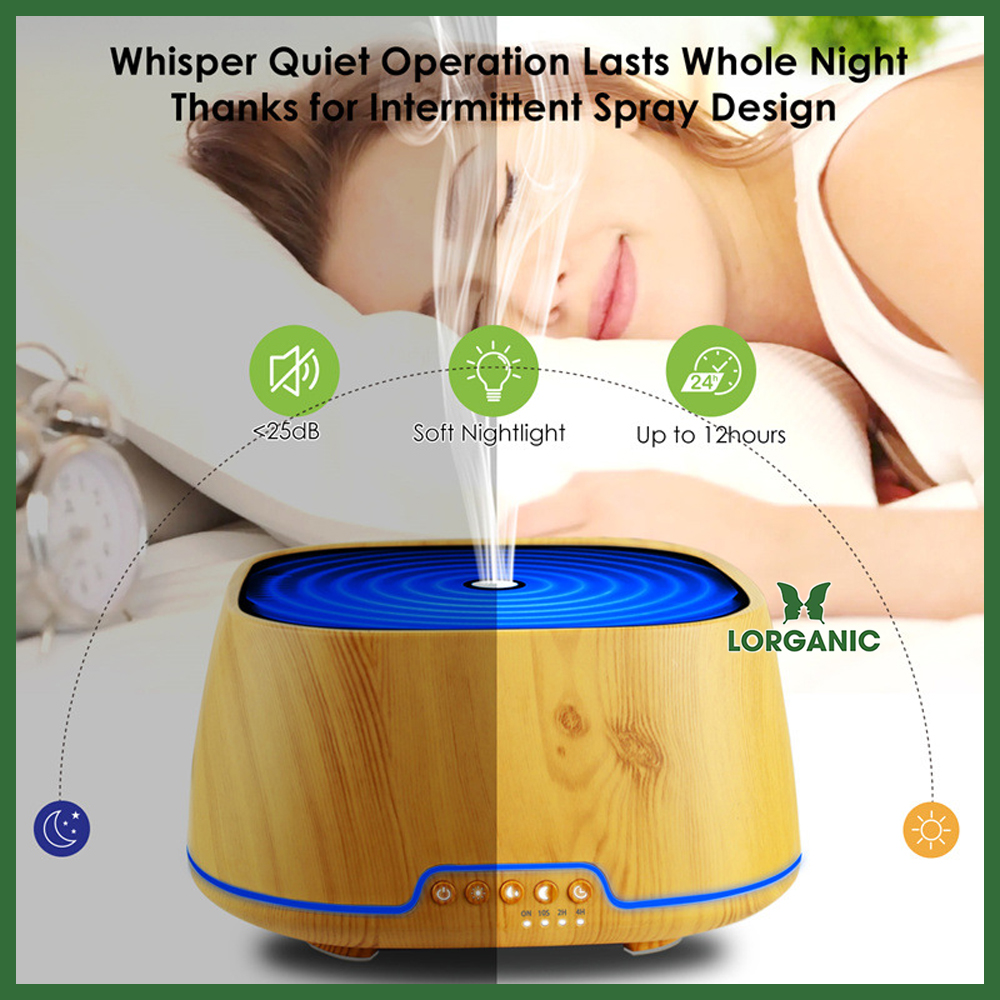Máy khuếch tán/ máy xông tinh dầu Lorganic hình Trụ Vuông 700ml + tinh dầu sả chanh / Công nghệ hiện đại / Thích hợp xông phòng 15-40m2