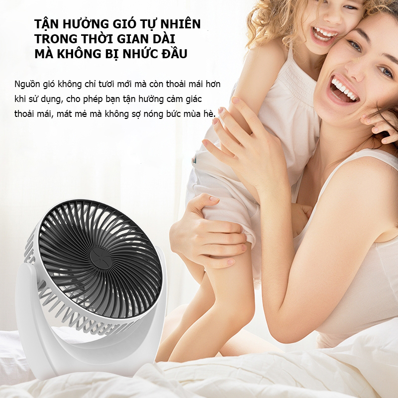 Quạt mini để bàn tiện lợi, không gây tiếng ồn, xoay linh hoạt 210 độ, tiết kiệm, nhỏ gọn, êm ái