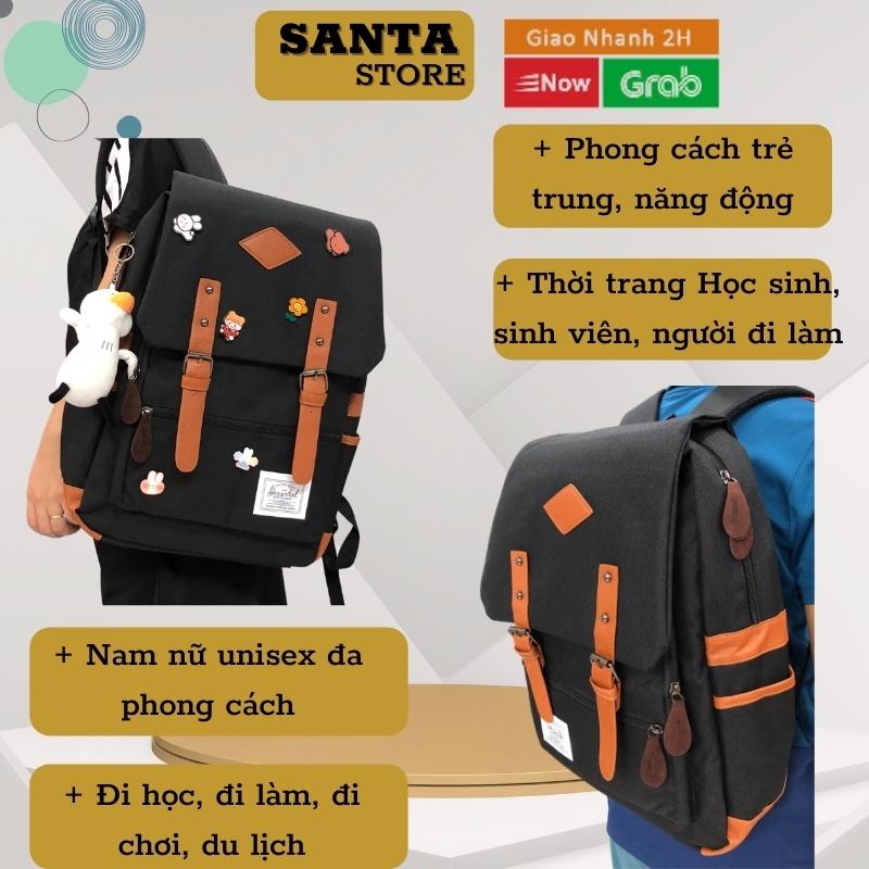 Balo Laptop thời trang đi học nam nữ HC703 vải canvas chống nước đựng laptop 14 15 16 17 inch