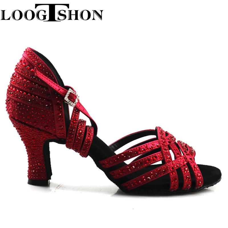 Loogtshon Nhảy Latin Giày Người Phụ Nữ Giày Khiêu Vũ Cho Bé Gái Phòng Khiêu Vũ Nhảy Latin Giày Người Phụ Nữ Có Ren Salsa Tango Giày Color: picture hee10cm Shoe Size: 5