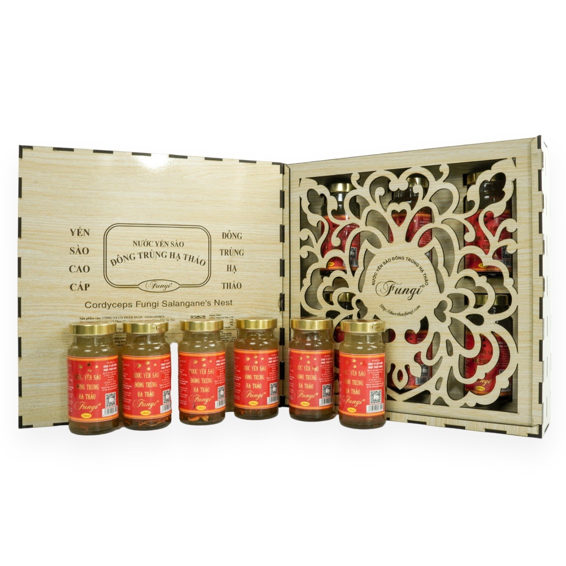 Yến Sào Đông Trùng Hạ Thảo FUNGI hũ LỚN 140ml x 6hu, 15% yến, 15% Đông Trùng