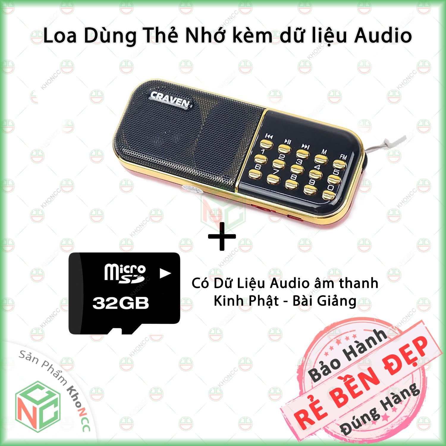(Chữa Lành) Loa Máy Nghe Pháp KhoNCC Hàng Chính Hãng - Âm Nhạc Trong Tầm Tay - Kinh Phật, Thánh Ca, Bài Giảng, Có Thể Dùng Thẻ Nhớ, USB, Đài FM - KLM-LPCR25A