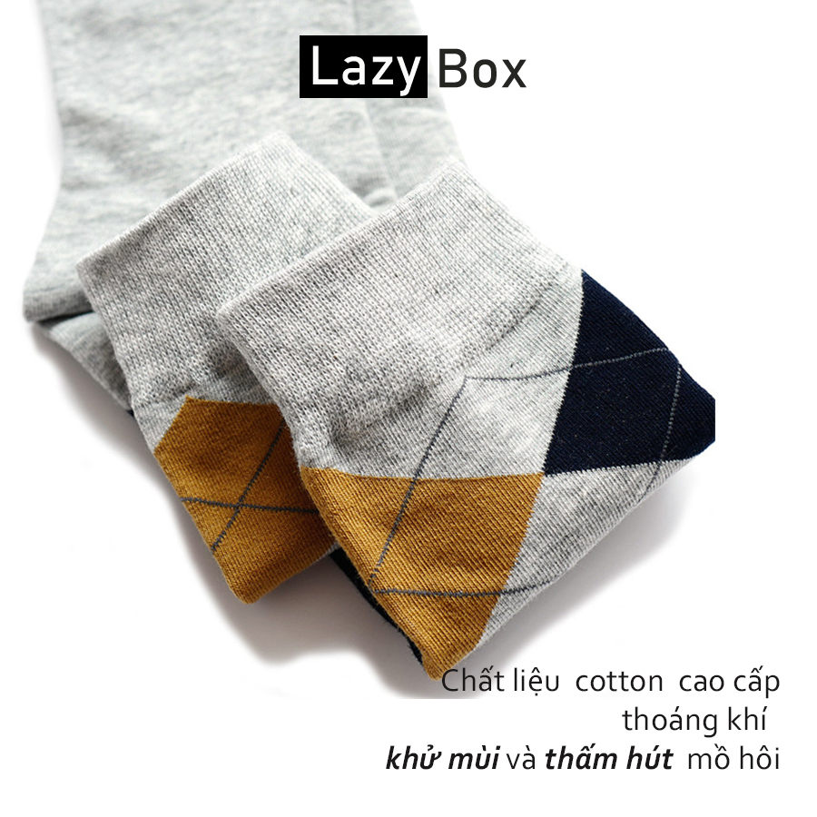 Bộ 5 tất dài đi giày tây cho nam họa tiết quả trám