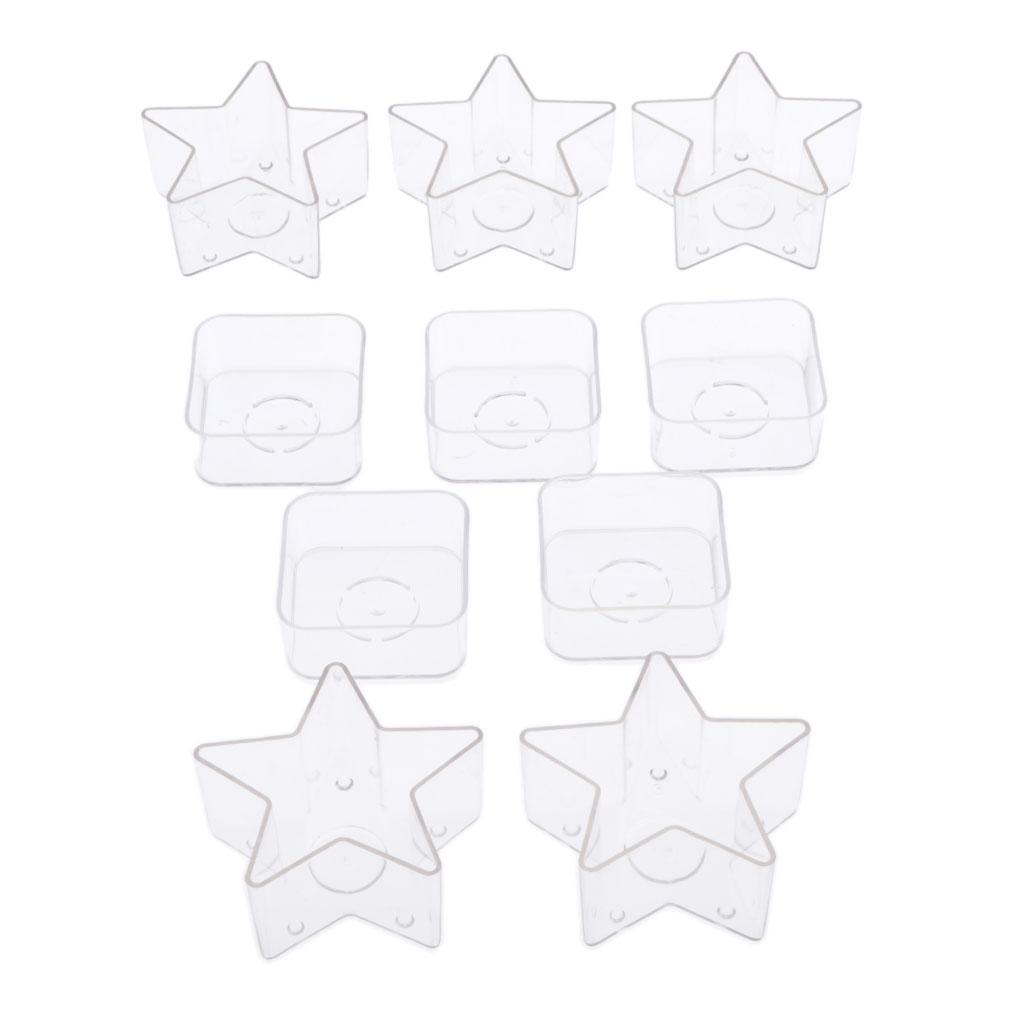 10 Chiếc Vuông Hình Ngôi Sao Nhựa Trong Nến Tealight Cốc Loại Nến Hộp Đựng