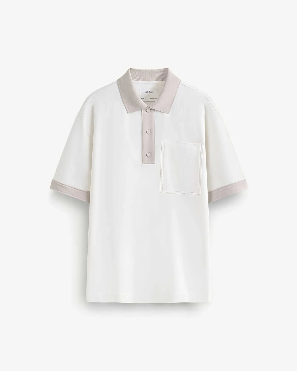 Áo polo ROUTINE trắng phối màu có túi form Loose - 10F24POL017 | LASTORE MENSWEAR