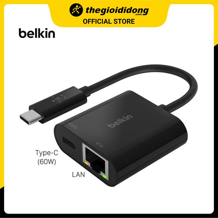 Adapter chuyển đổi Type C - Gigabit Ethernet Belkin INC001 Đen - Hàng chính hãng