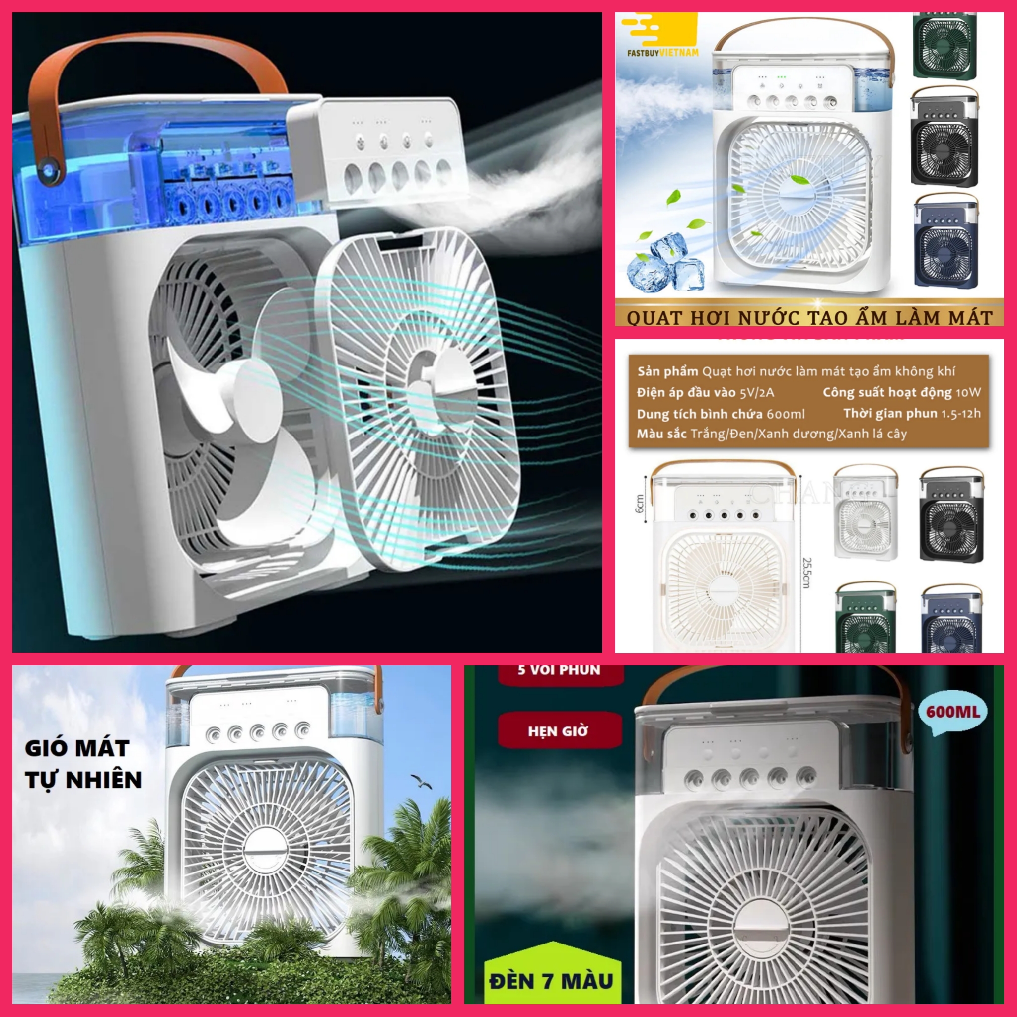 QUẠT ĐIỀU HÒA PHUN SƯƠNG HƠI NƯỚC LÀM MÁT HƠI LẠNH KHÔNG KHÍ THÔNG MINH MẪU MỚI HÀNG CAO CẤP