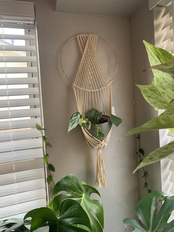 Vòng Inox Tết Dây Macrame Treo Hoa , Cây Cảnh Trang Trí Treo Tường Trang Trí Nhà Cửa. Không bao gồn đèn nháy trang trí. GHINOX01