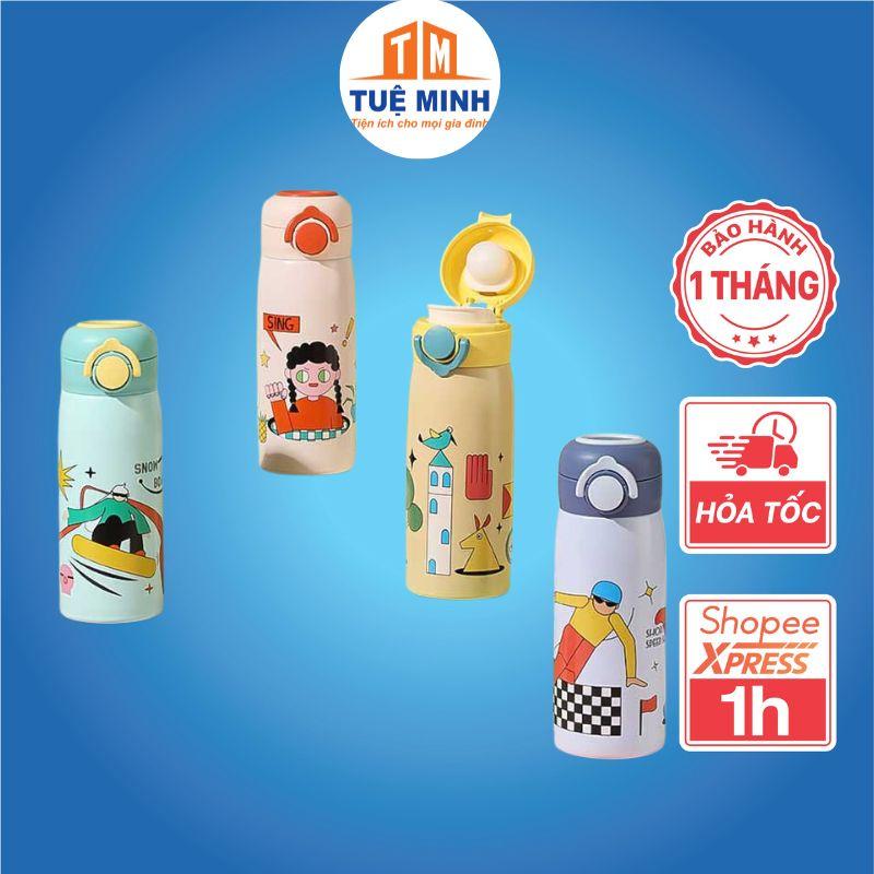 Bình inox hoạt hình ngỗ nghĩnh 500ml giữ nhiệt tiện lợi mang đi làm, đi học, cốc đựng nước giữ nhiệt tiện lợi