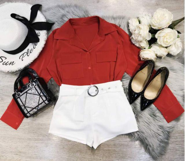 Sét áo sơmi túi hộp quần short