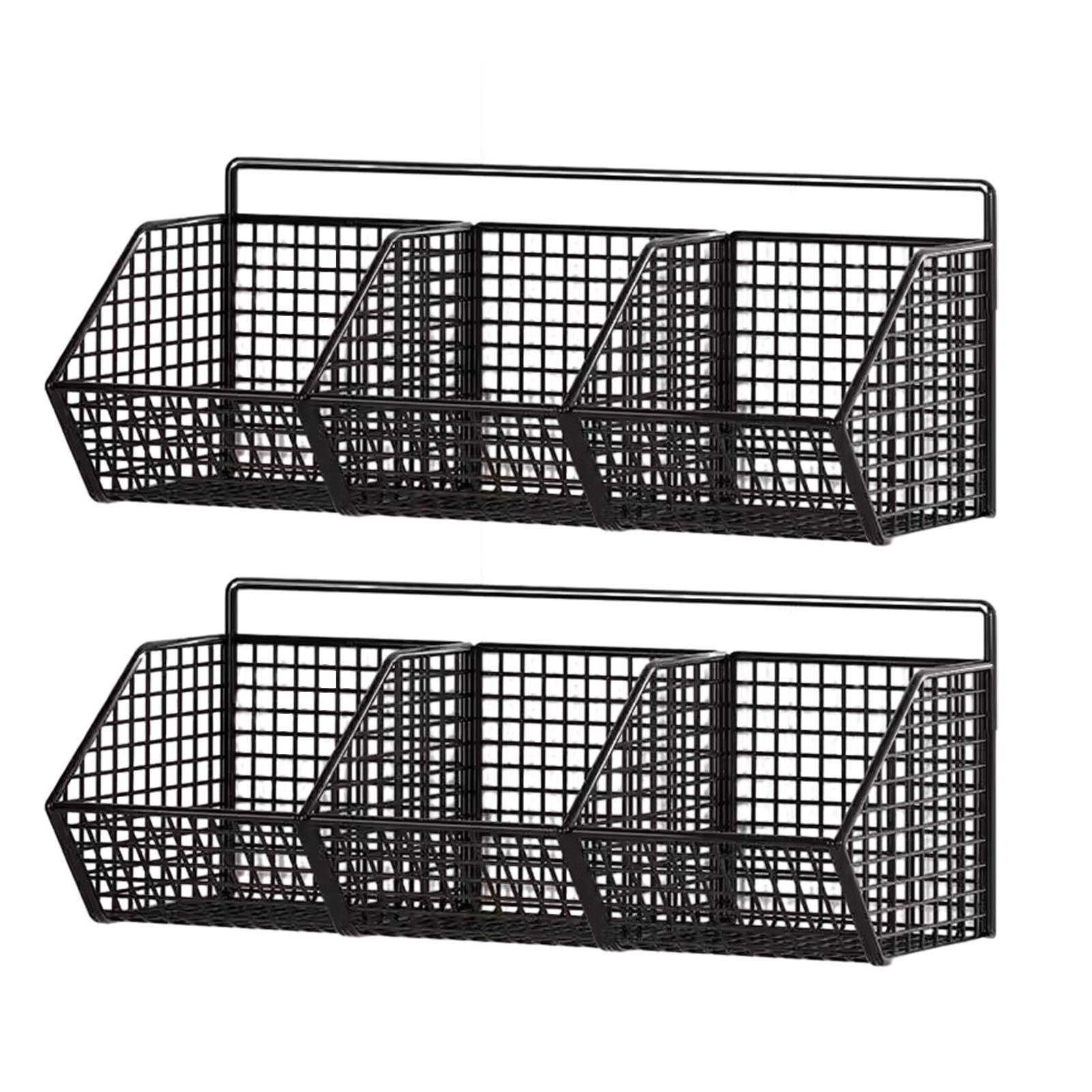 2x Minimalist Hanging Fruit Basket 3 Grids for Fruits Vegetables Snacks Home