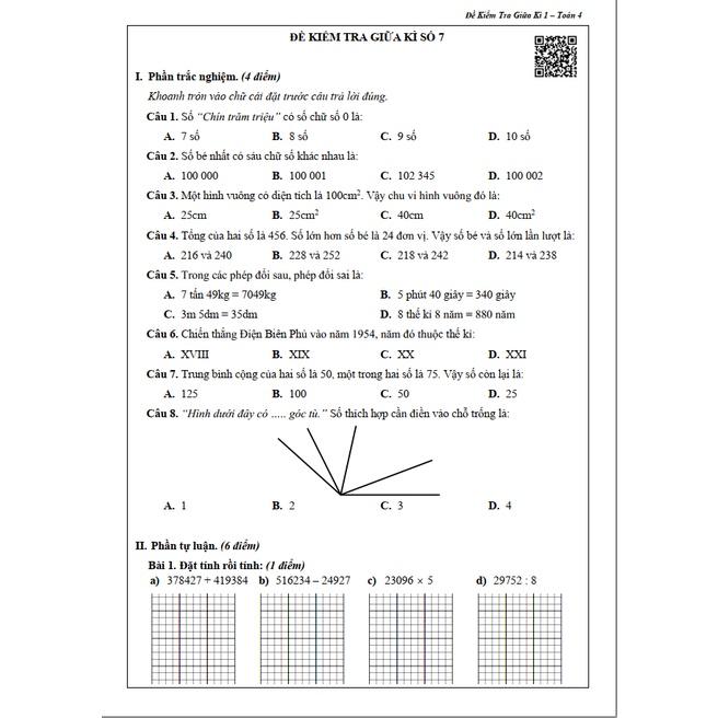 Sách - Combo Đề Kiểm Tra Lớp 4 Cả Năm - Toán và Tiếng Việt (4 quyển)