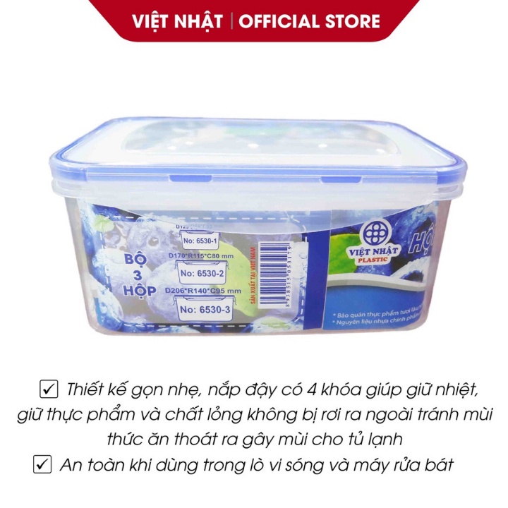 Bộ 3 Hộp Đựng Thực Phẩm Cao Cấp Trong Tủ Lạnh Nắp Đậy Kín Khít, An Toàn Cho Sức Khỏe