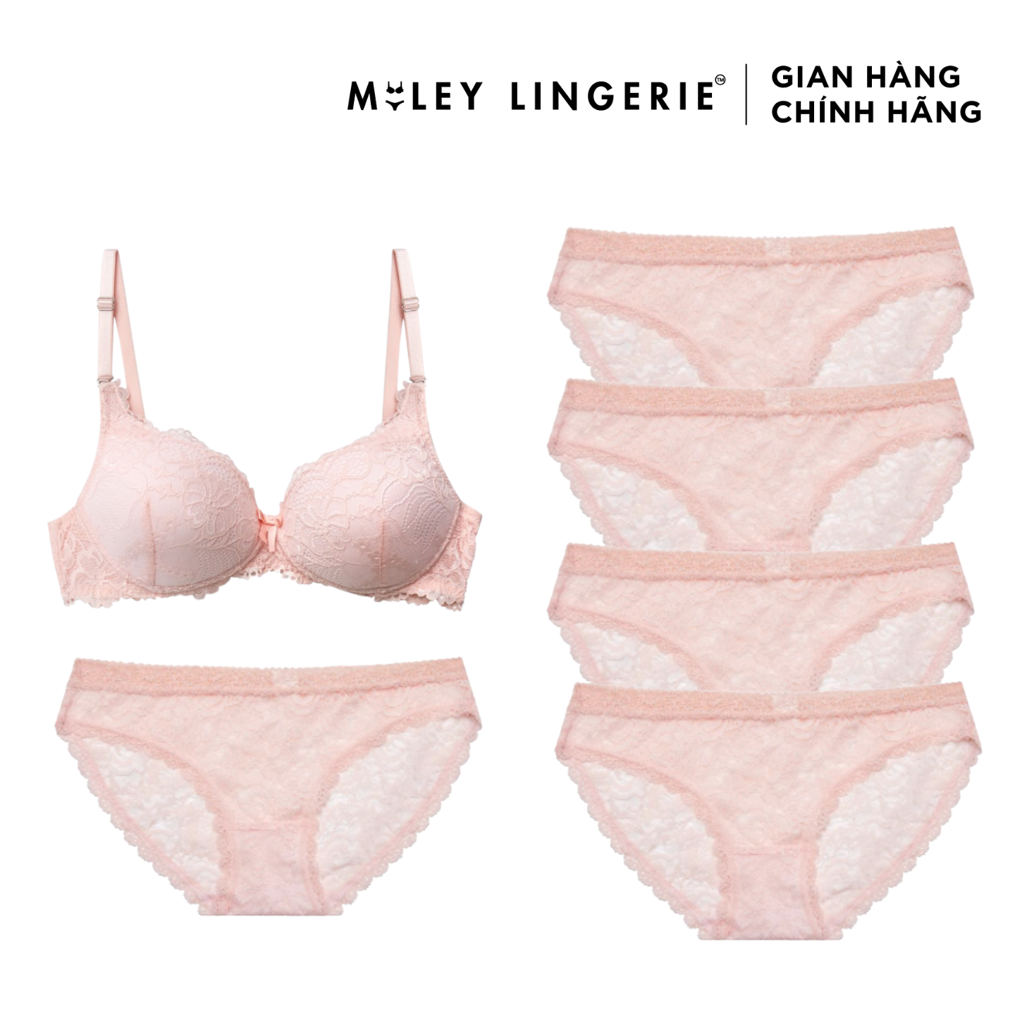 Bộ Áo Ngực Ren Không Gọng và Combo 5 Quần Ren Nữ Tea Rose Miley Lingerie - BRL02005_FLS0203